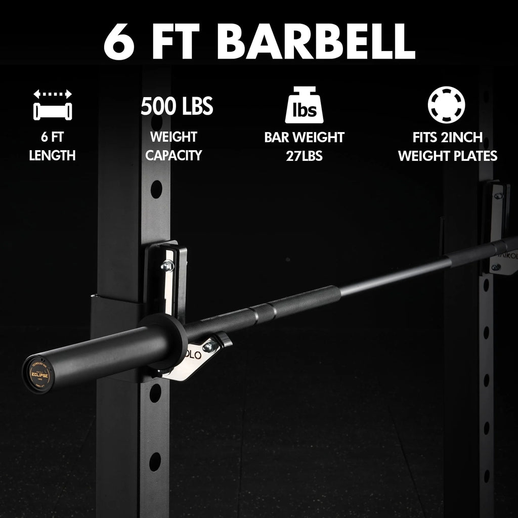 Mikolo 7ft Olympic Barbell, Barbell for Weightlifting and Powerlifting 45lb, Olympic Bar for 1500lbs Capacity, Weight Bar Fit 2 Standard Weights