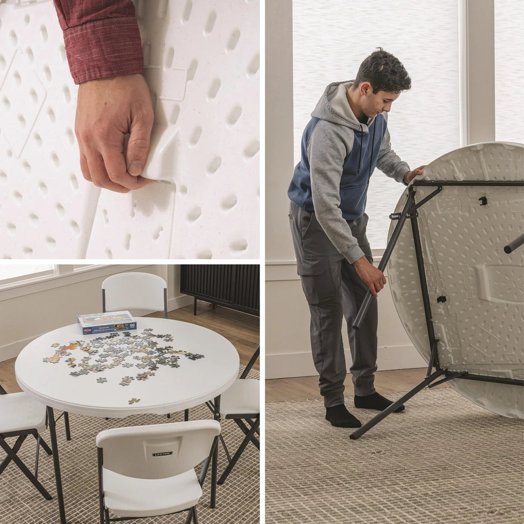 Lifetime 48 inch Round Nesting Table, Indoor/Outdoor Light Commercial Grade, White (81111)