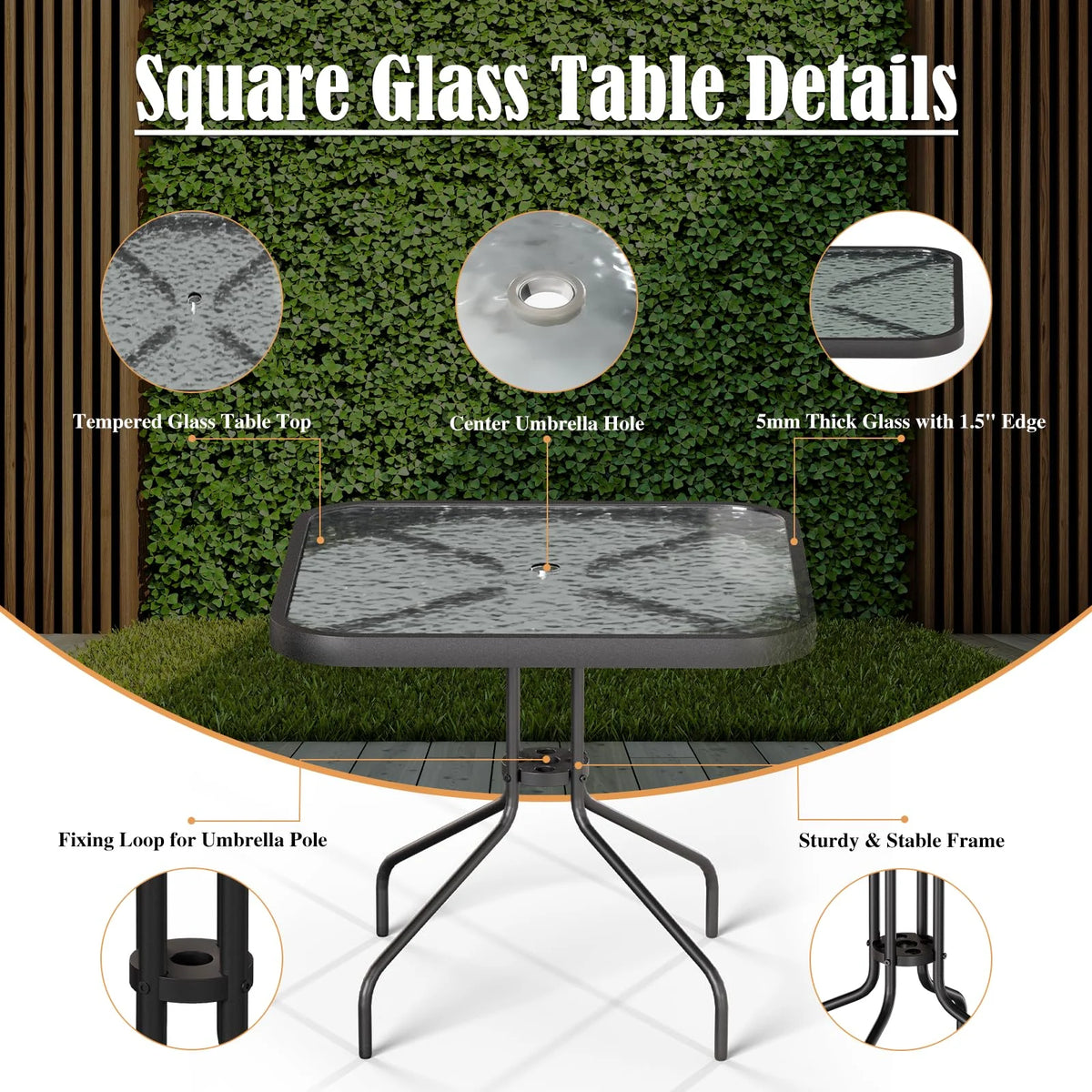 Amopatio Outdoor Dining Set of 5, Patio Table and Chairs Set