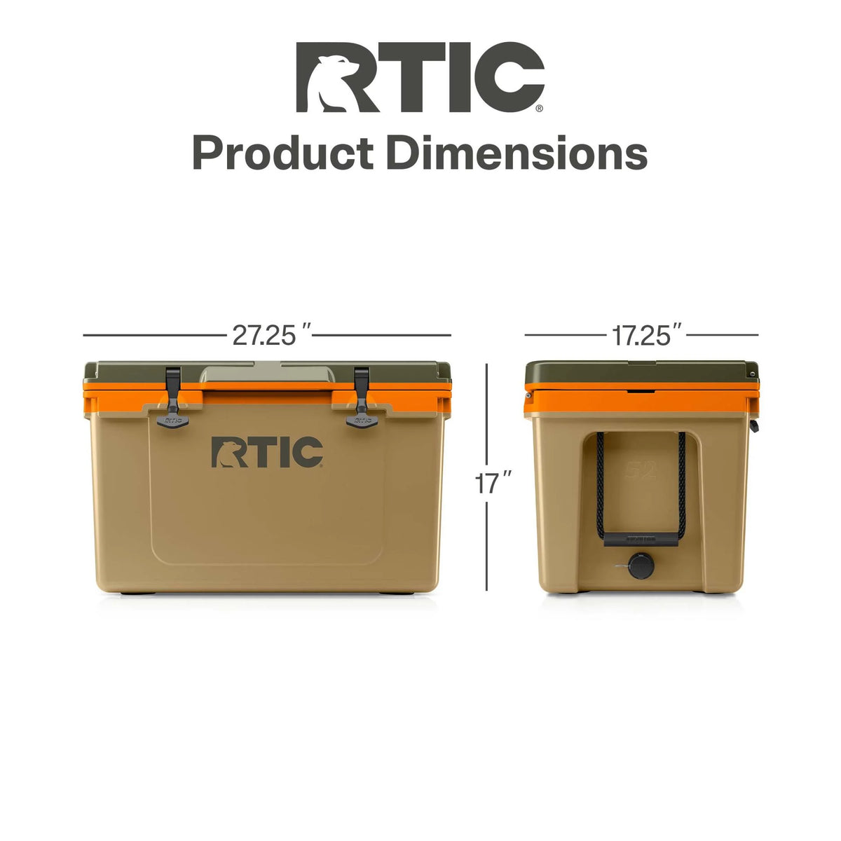 RTIC 52 QT Ultra-Light Hard-Sided Ice Chest Cooler, Fits 76 Cans, Trailblazer