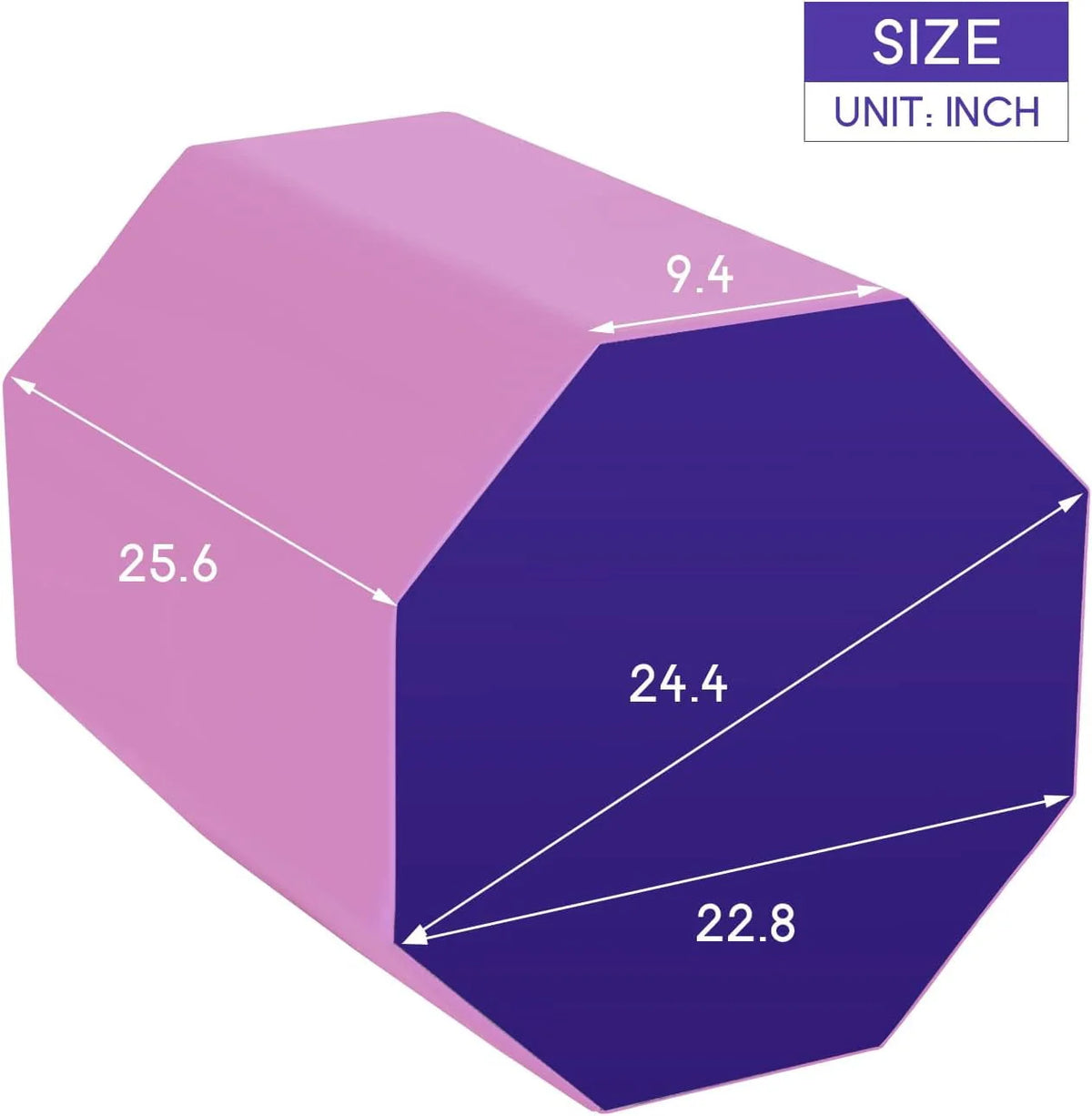 Dkelincs 24.4" x 25.6" Gymnastics Octagon Tumbler Trainer Exercise Mat Tumbling Equipment Somersault Mat, Pink