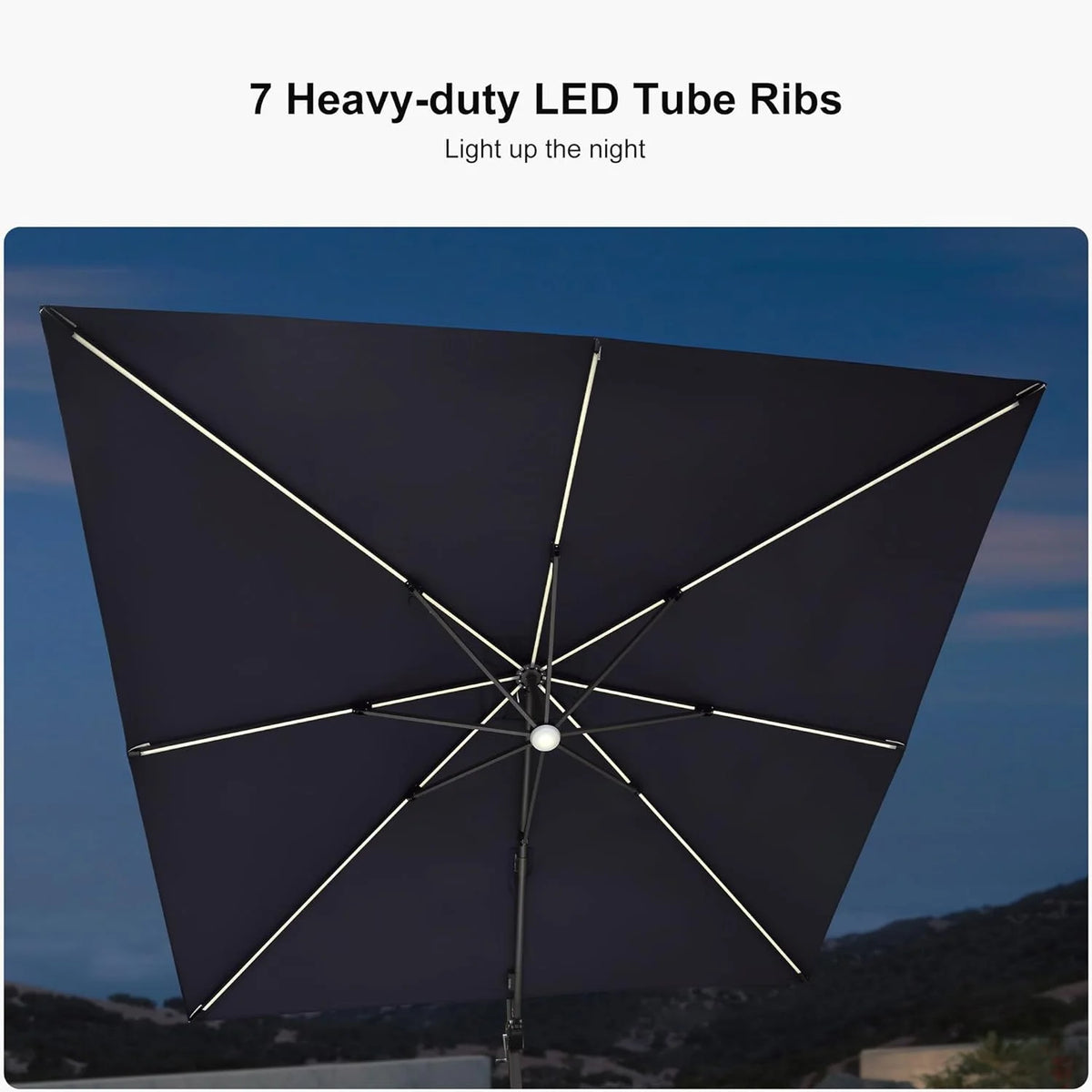 PURPLE LEAF 8x8 Ft Cantilever Umbrella Square Outdoor Patio Umbrella Large Offset Hanging Umbrella Aluminum Umbrella with 360°Rotation Adjustable Garden Pool Umbrella,Beige