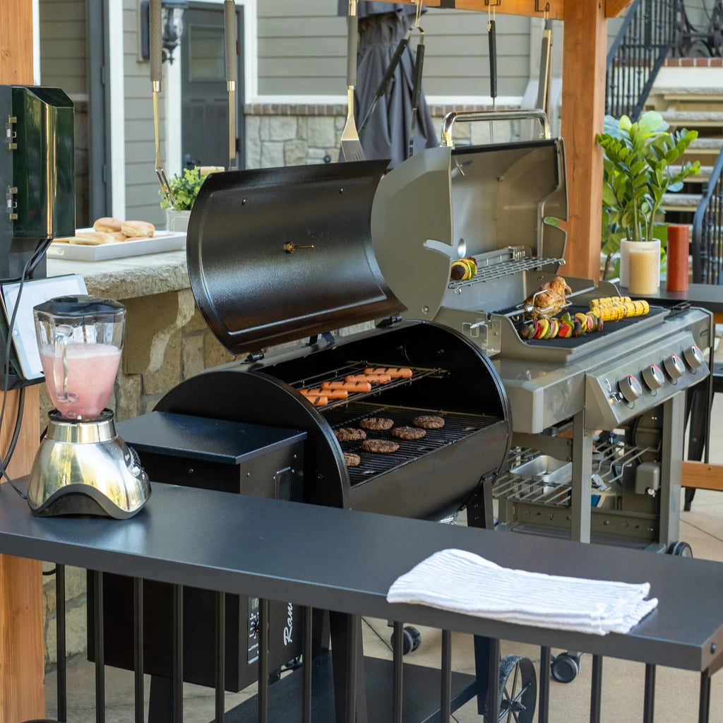 Backyard Discovery Saxony XL 12'x6' Cedar Grill Gazebo, Galvanized Steel Roof, Bar Tops