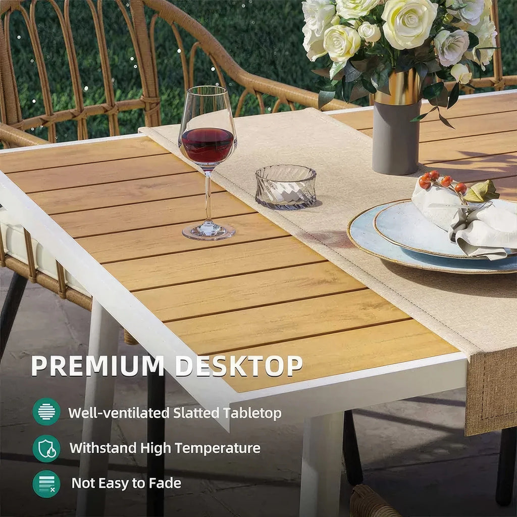 Dextrus 5 pieces Outdoor Dining Set, Patio Dining Sets with 4 Rattan Wicker Dining Chair and Round Table With Umbrella Hole, Sectional Conversation Set for Backyard, Balcony, Garden, Lawn