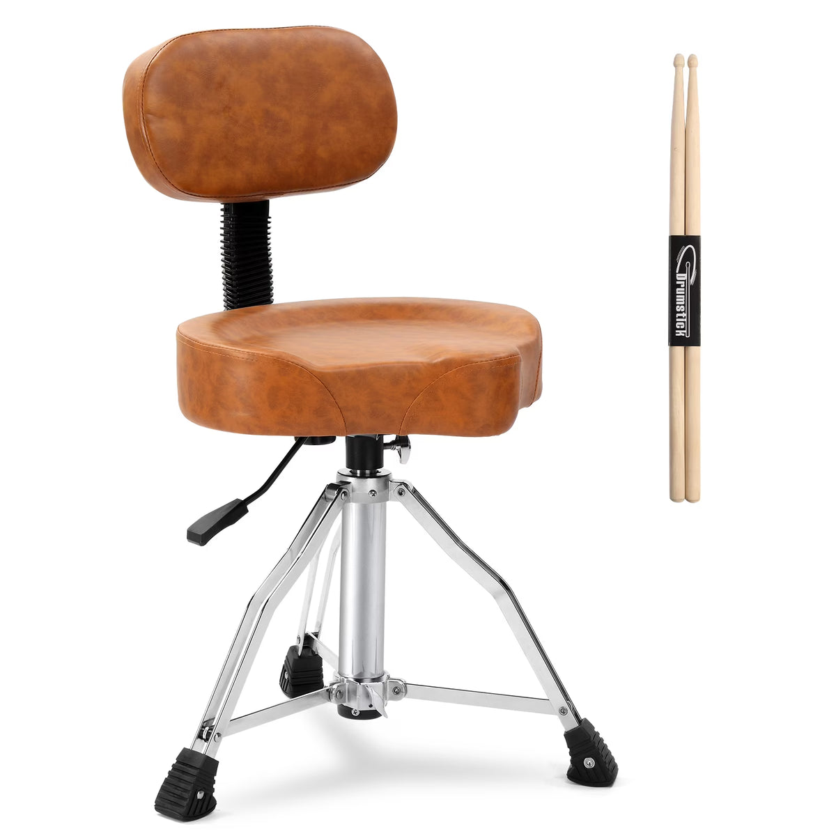 Ktaxon Adjustable Drum Throne with Backrest, 360 Rotating Hydraulic Seat, Thick Cushion for Home, Classroom, and Concert Use, Black