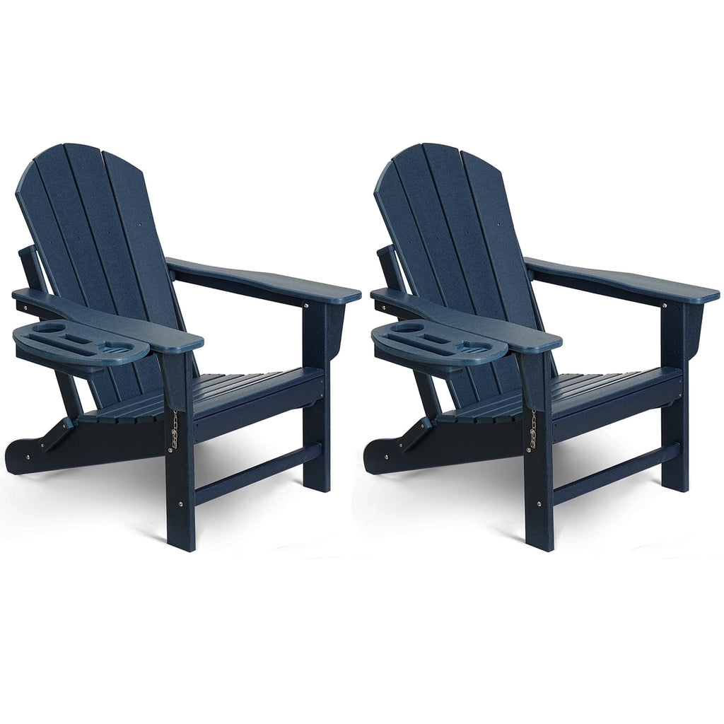FOOWIN HDPE Plastic Adirondack Chairs Set of 4, Black