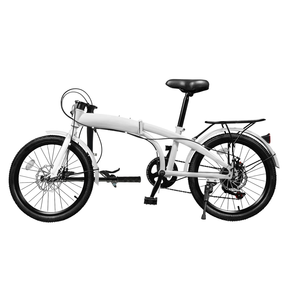 LOYALHEARTDY 20" Folding Bike 7-Speed Unisex Mountain Bicycle Adjustable Height MTB City Bike for Adult Teenager High Carbon Steel Foldable Bicycle for Riding Traveling w/Dual Disc Brakes & Fender