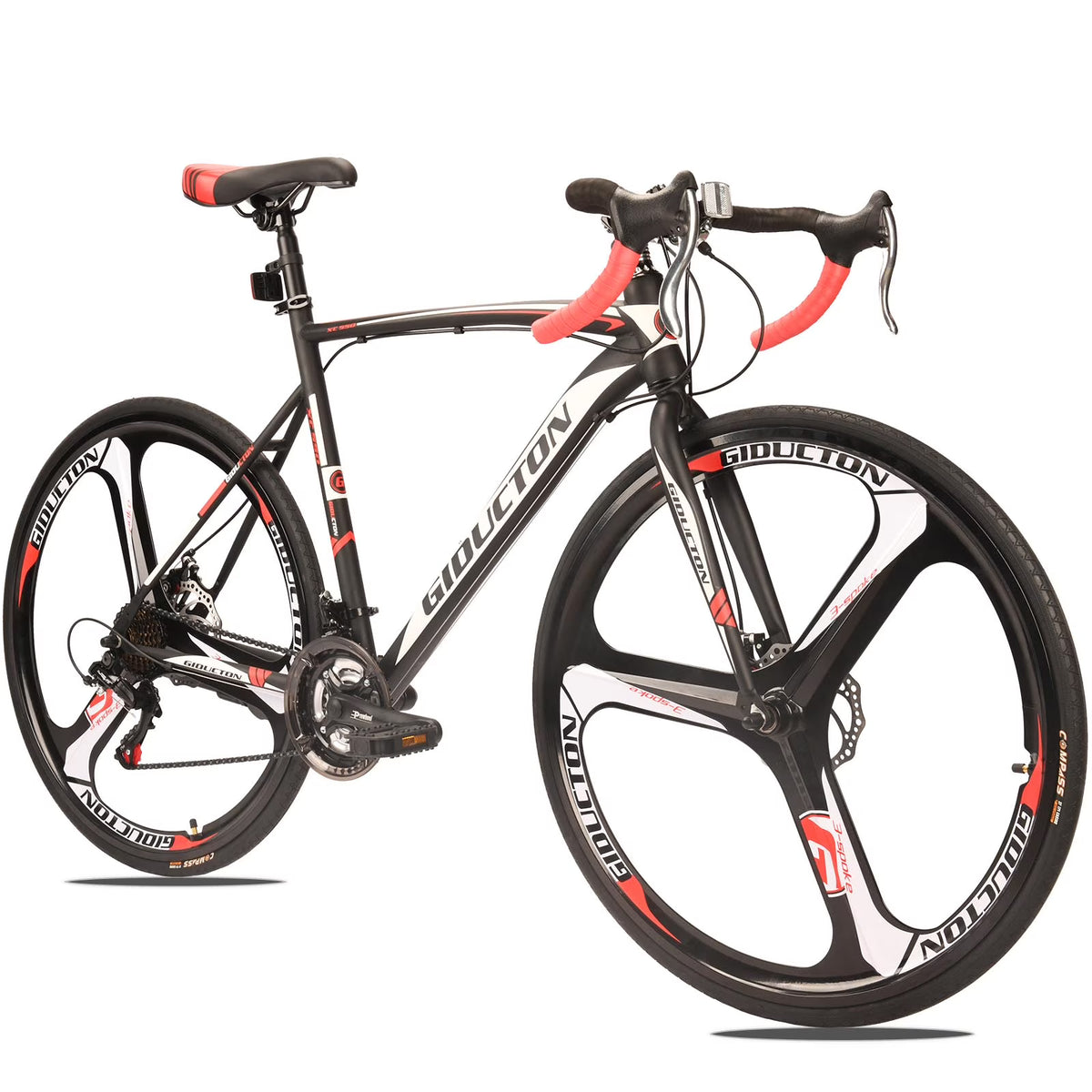 Eurobike XC550 Road Bike 21 Speed 700C wheels Racing Bike for Men 54Cm Adult Commuter Bicycle 3 Spoke wheels Black