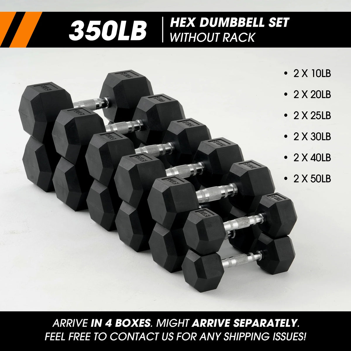 Mikolo Rubber Hex Dumbbell Set with Racks, Option in 450lbs, Strength Training Weight Set Home Gym