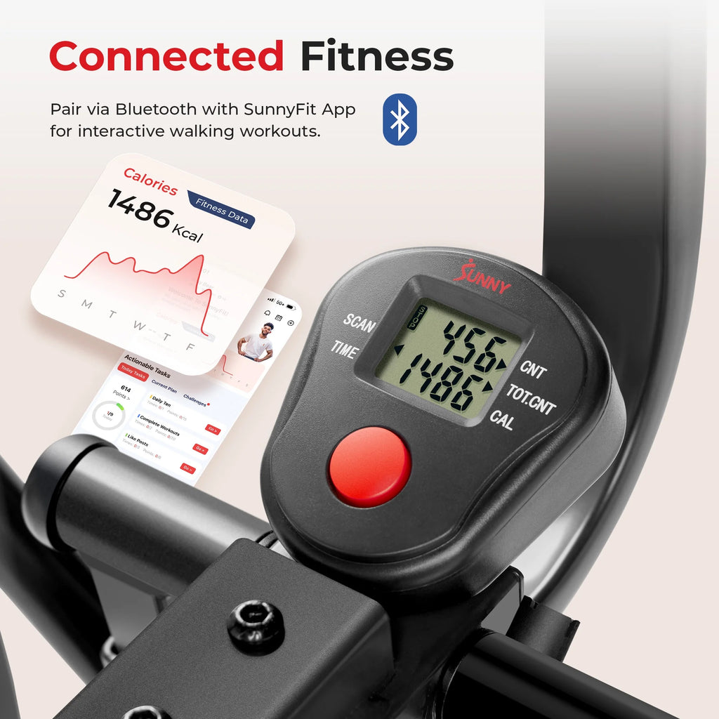 Sunny Health & Fitness Manual Air Walker Elliptical – 30″ Stride, Low Impact, Lightweight, Quiet with Free SunnyFit App
