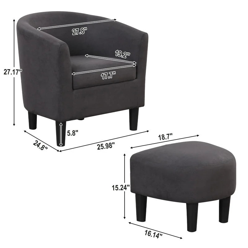 Bonzy Home Velvet Accent Chair with Ottoman for Living Room,Beige