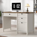 FIAKOA 45"Executive Desk, Modern Farmhouse Computer Desk with Drawers & Cabinet, White Home Office Desk Writing Workspace for Work Study