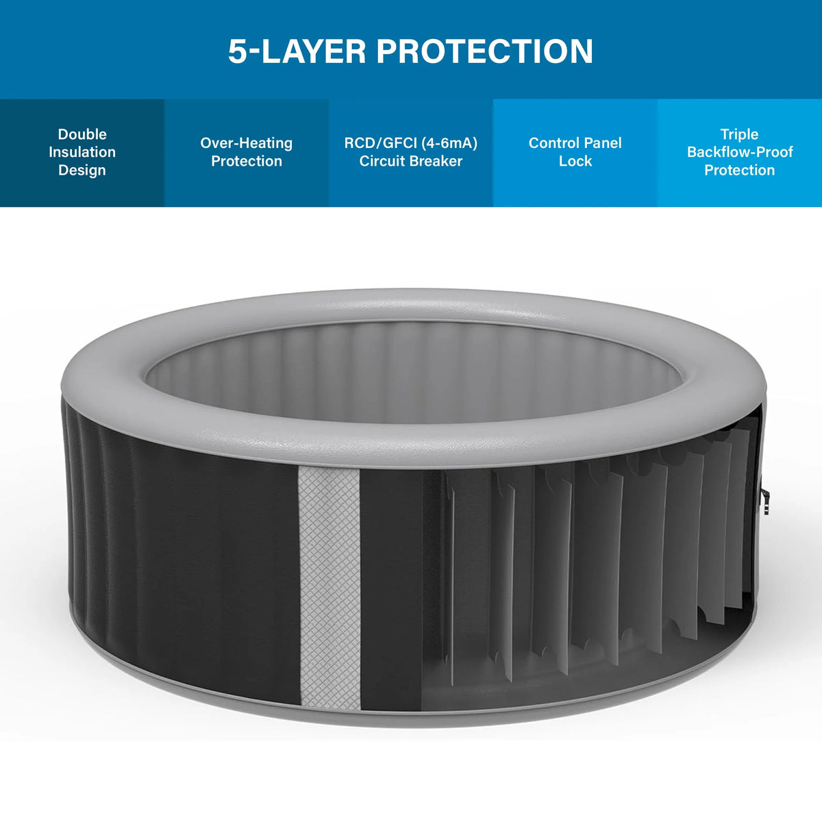Avenli Nice 4-6 Person Inflatable Hot Tub Spa + Cover, Rattan Pattern, Rapid Heating up to 104F, 140 Water Jets, 264 Gal, Round