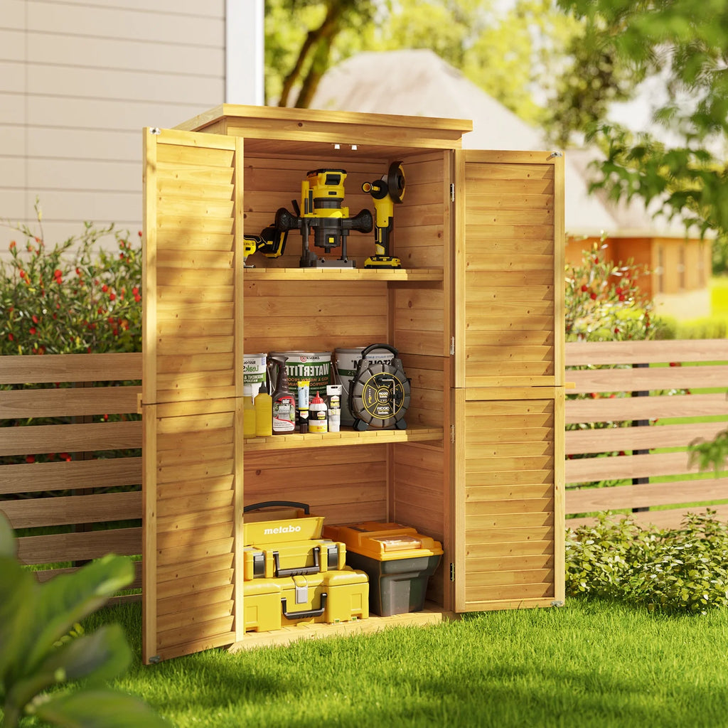Asofer Outdoor Storage Shed, Storage Cabinet Clearance, Wooden Tool Shed, Deck Cabinet for Outside Patio Lawn