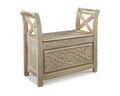 Signature Design by Ashley Casual Fossil Ridge Accent Bench  Whitewash