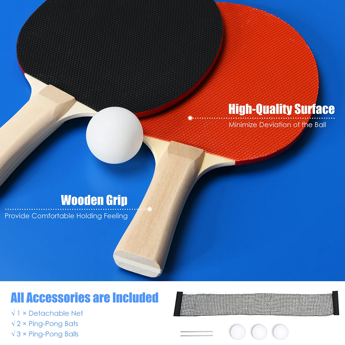 Goplus 6 x3 Portable Tennis Ping Pong Folding Table w/Accessories Indoor Outdoor Game