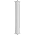 Ekena Millwork 6"W x 8'H Craftsman Classic Square Non-Tapered, Raised Panel PVC Column Kit, Crown Capital & Crown Base