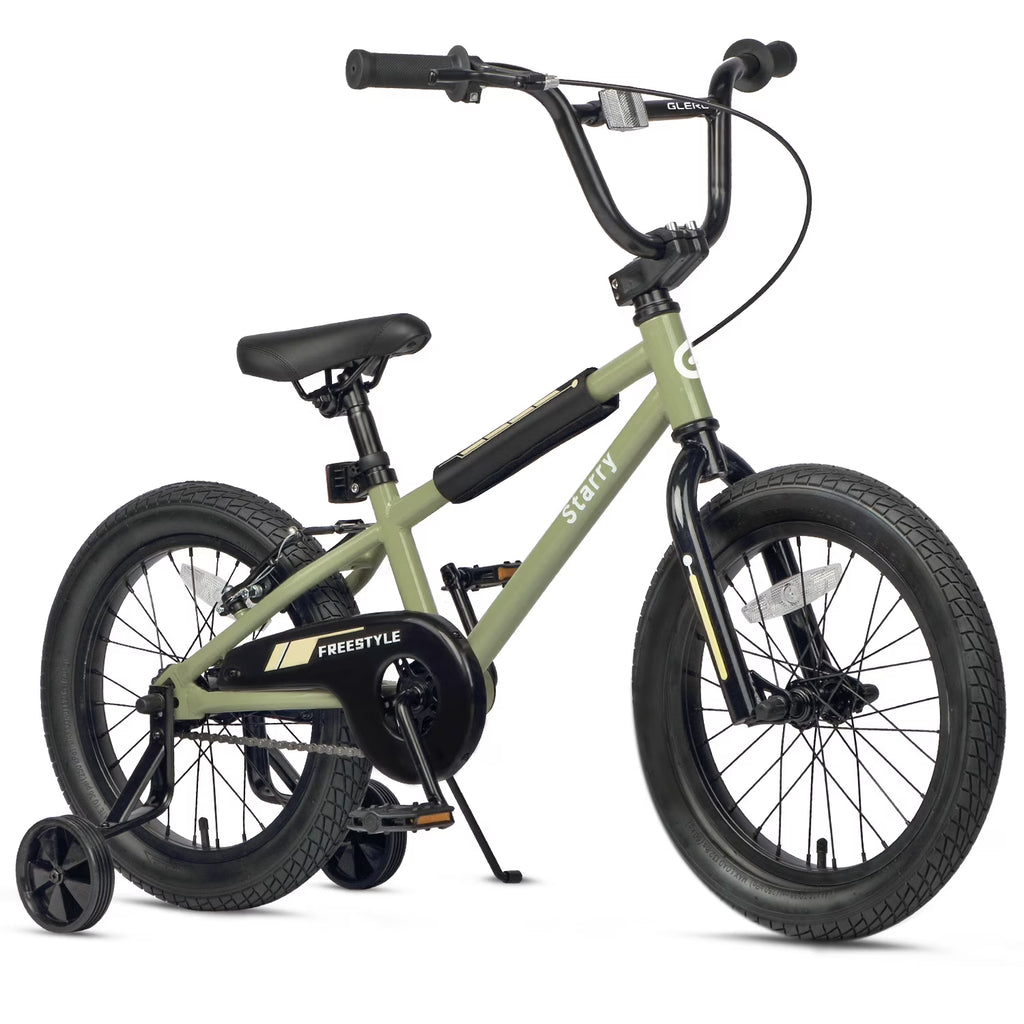 Glerc 14 Inch Little Kids Bike BMX Style Bicycle with Training Wheels Coaster Brake for 3 4 5 Years Old Boys Girls, Blue