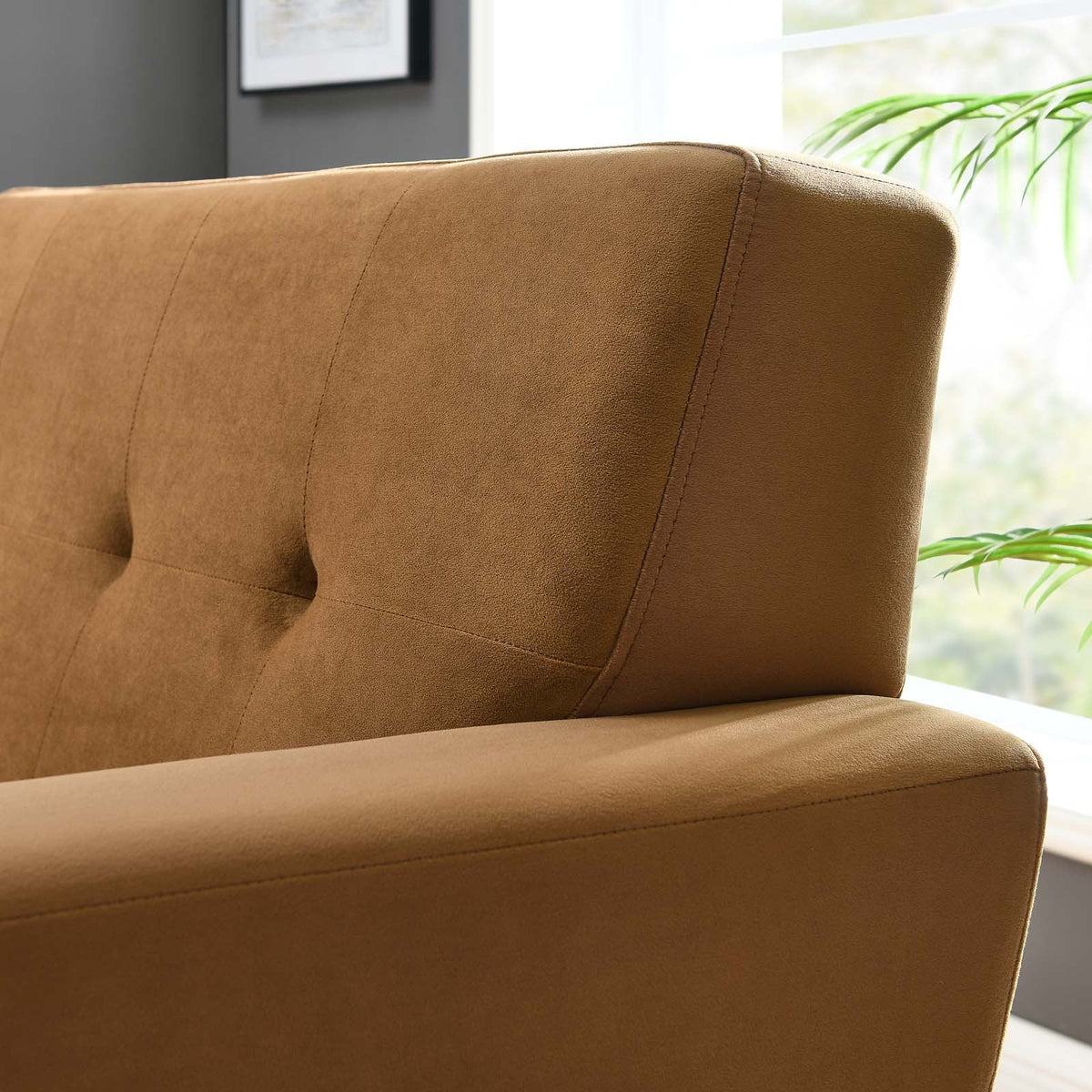 Modway Engage Performance Velvet Armchair in Cognac