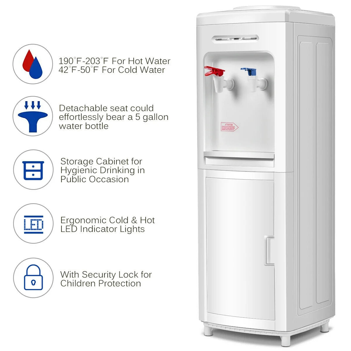 Costway Water Dispenser 5 Gallon Bottle Load Electric Primo Home 33 Inch