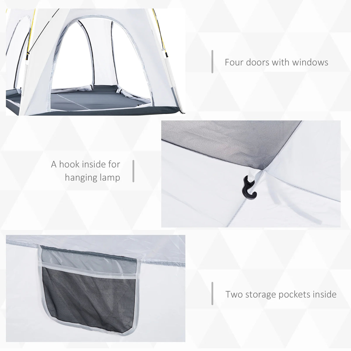 Outsunny Camping Tents 4 Person Pop Up Tent w/ Windows, Doors, Blue