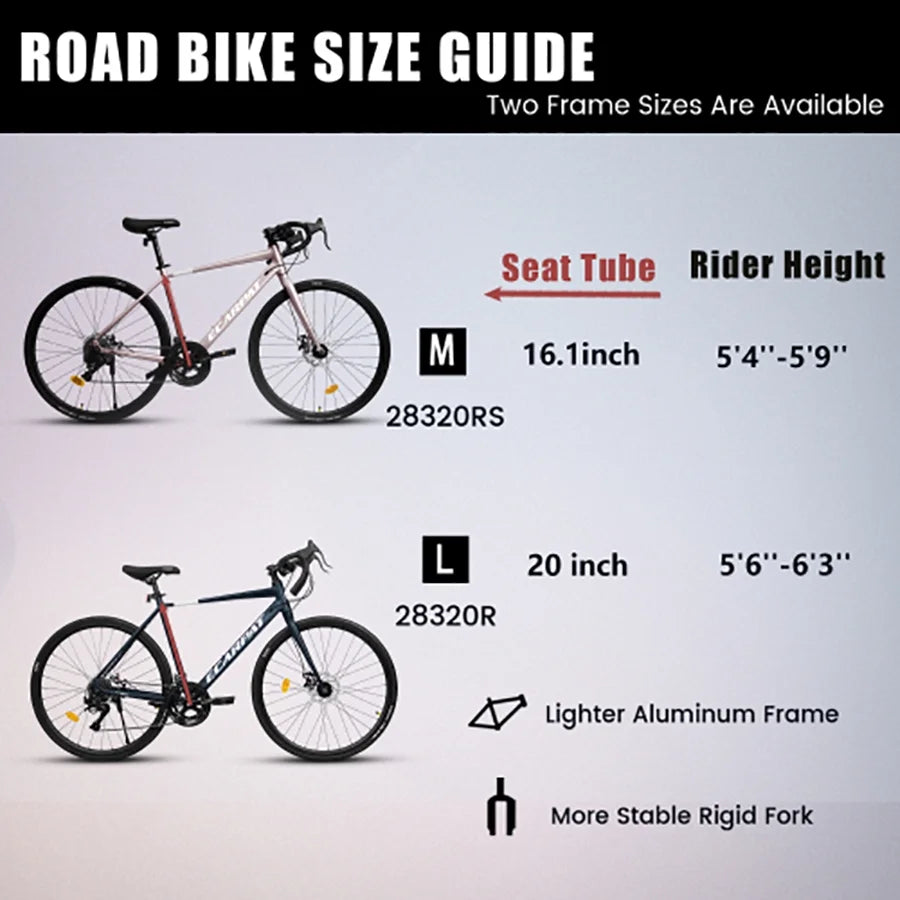 700C Road Bike, 16-Speed Outdoor Bike Disc Brakes, Light Weight Aluminum Frame, Racing Bike City Commuting Road Bicycle for Women