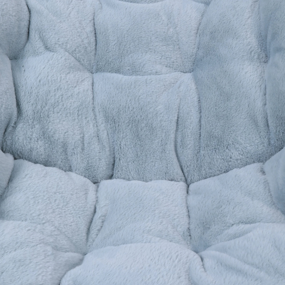 Emma + Oliver Oversized Faux Fur Folding Saucer Chair for Dorm, Bedroom, Black Faux Fur/Black Frame