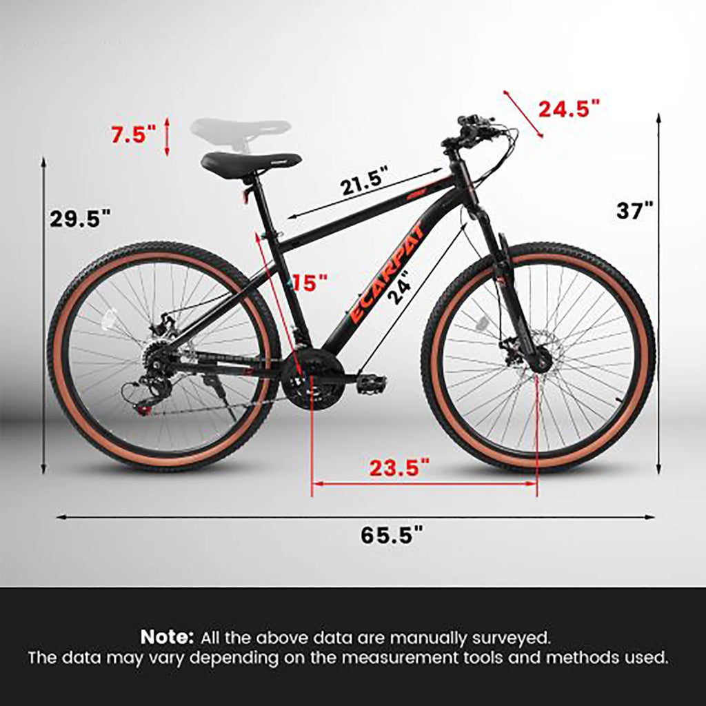 24 Inch Mountain Bike for Teenagers, High Carbon Steel Frame, Dual Full Suspension Mountain Bike, Mountain Tire, 21 Speed Mens Womens Outdoor Cycling, Birthday Gifts