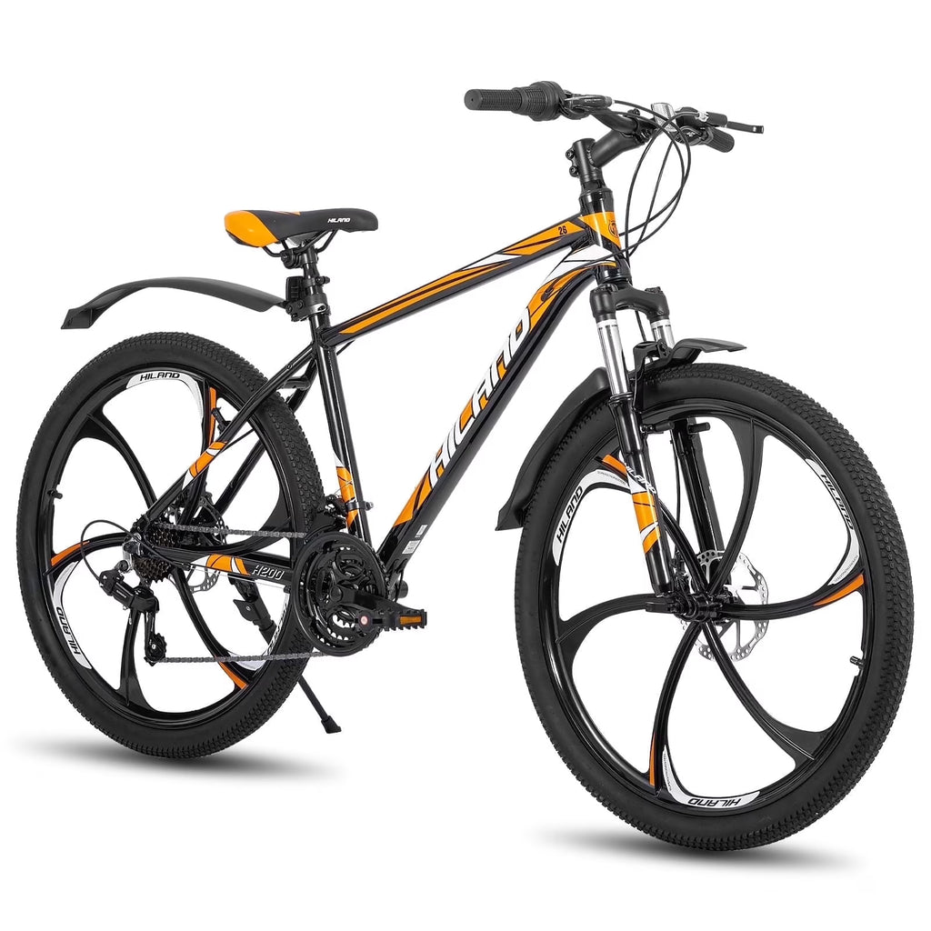 Hiland Mountain Bike, Multi-Spokes,Shimano 21 Speeds Drivetrain,Aluminum Frame 26 inch Wheels, Men's MTB Bicycle, White
