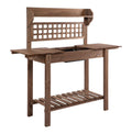 Wooden Potting Station with Storage & Sliding Tabletop - Garden Work Bench for Outdoor Planting - Durable Fir Wood - 39.25" x 17.75" x 55"