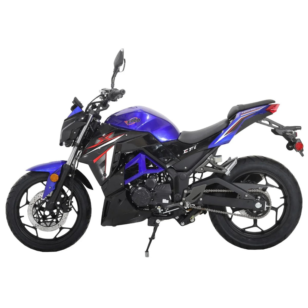 X-Pro Python 250 Electronic Fuel Injection Gas Motorcycle with Manual Transmission, Electric Start! 17" Wheels! Assembled In Crate!
