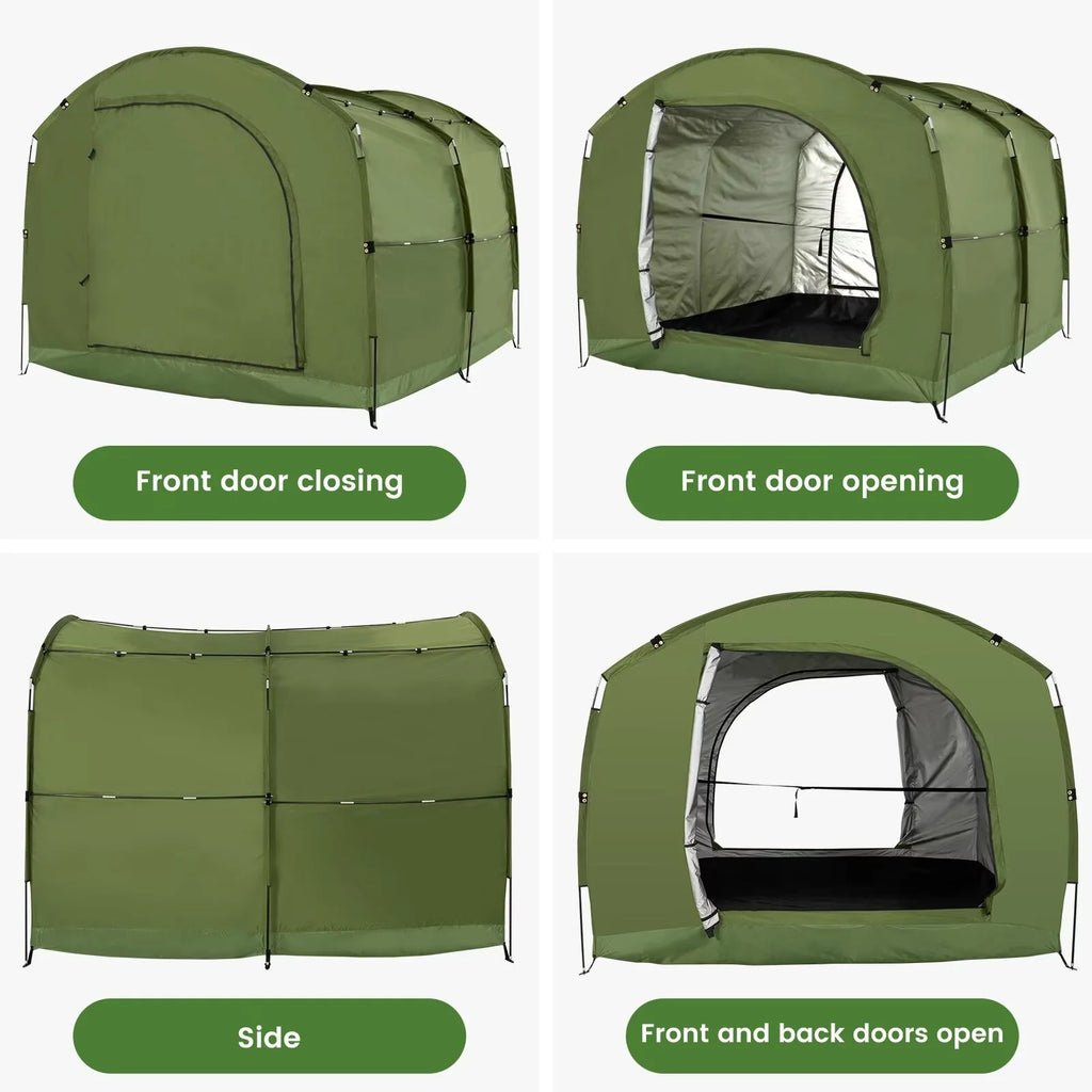 NAIZEA Large Bike Storage Tent, 47" Depth Storage for 6 Bikes Waterproof Outdoor Bicycle Cover, Lawn Mower Garden Tools Shed, Backyard Storage Room Tent Shelter W/Fixing Peg & Rop