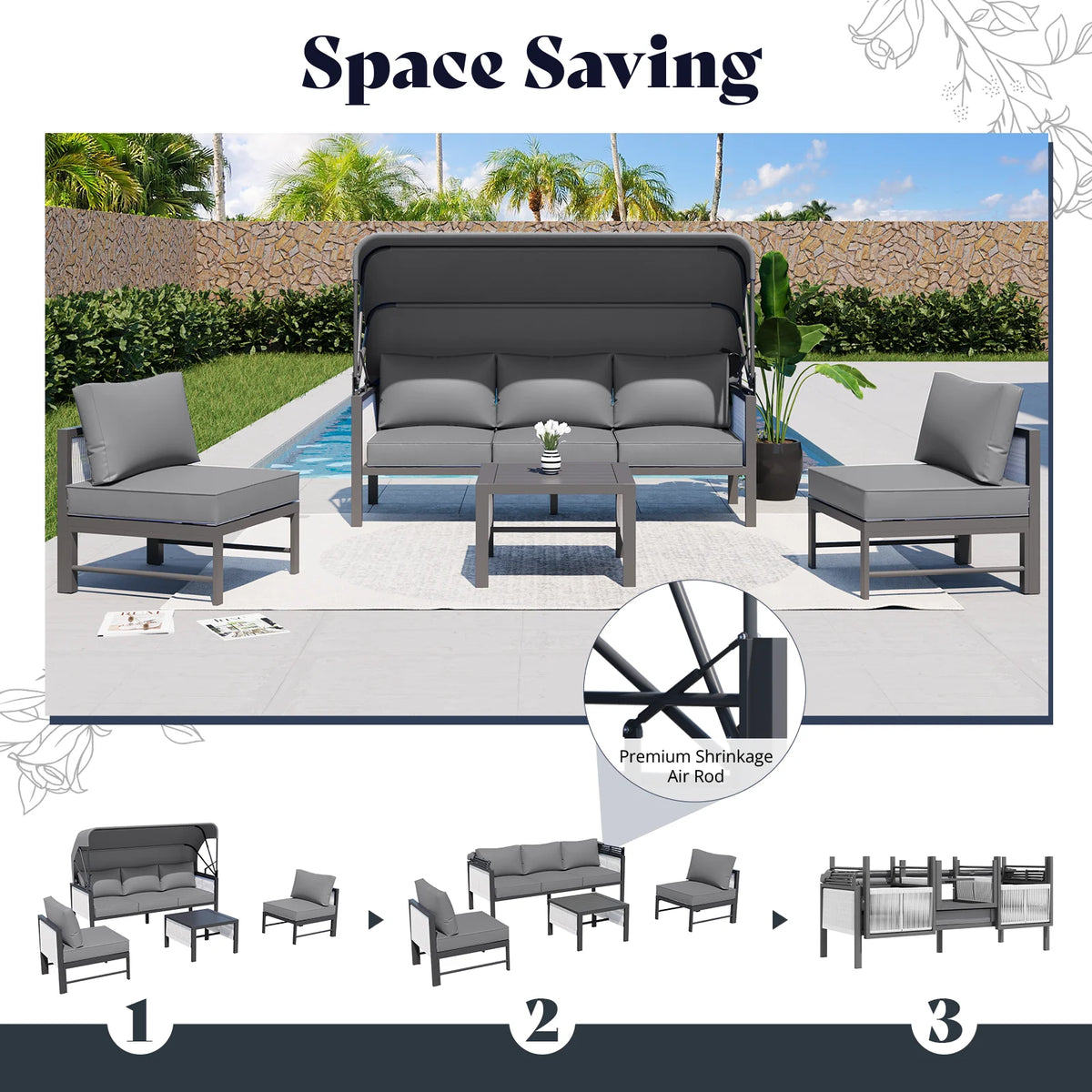 AECOJOY Aluminum Outdoor Furniture Set, 7 Pieces Metal Patio Furniture on sale Outdoor Couch Patio Conversation Set - Light Grey