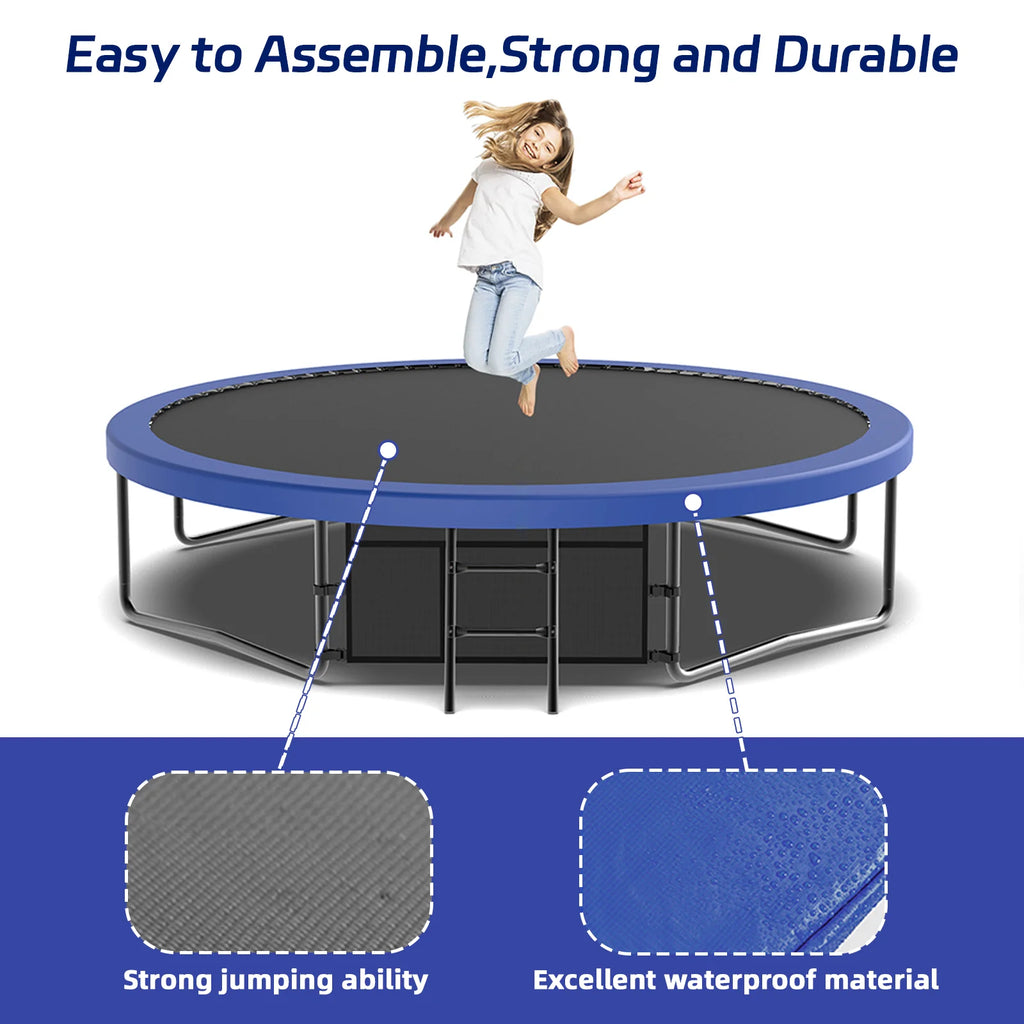 Netrum 10ft Kids Trampoline with Basketball Hoop, Outdoor Trampolines with Enclosure Net,Ladder, 880Lbs Trampoline for 4 Kids Green
