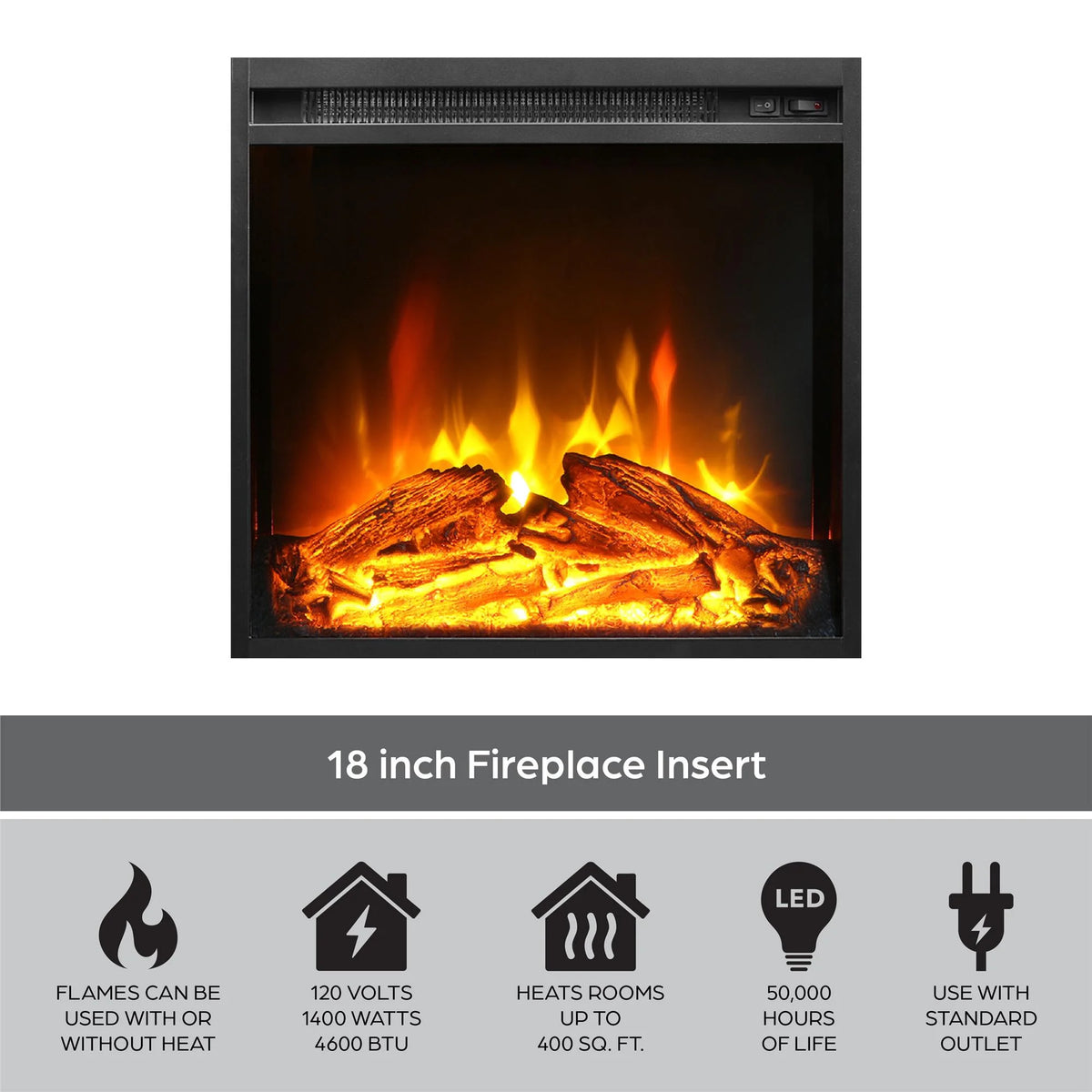 Mainstays Fireplace TV Stand, for TVs up to 55", Black Oak