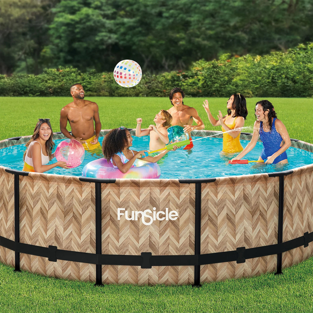 Funsicle 14ft Round Oasis Above Ground Pool with SkimmerPlus Filter Pump, Age 6 & up