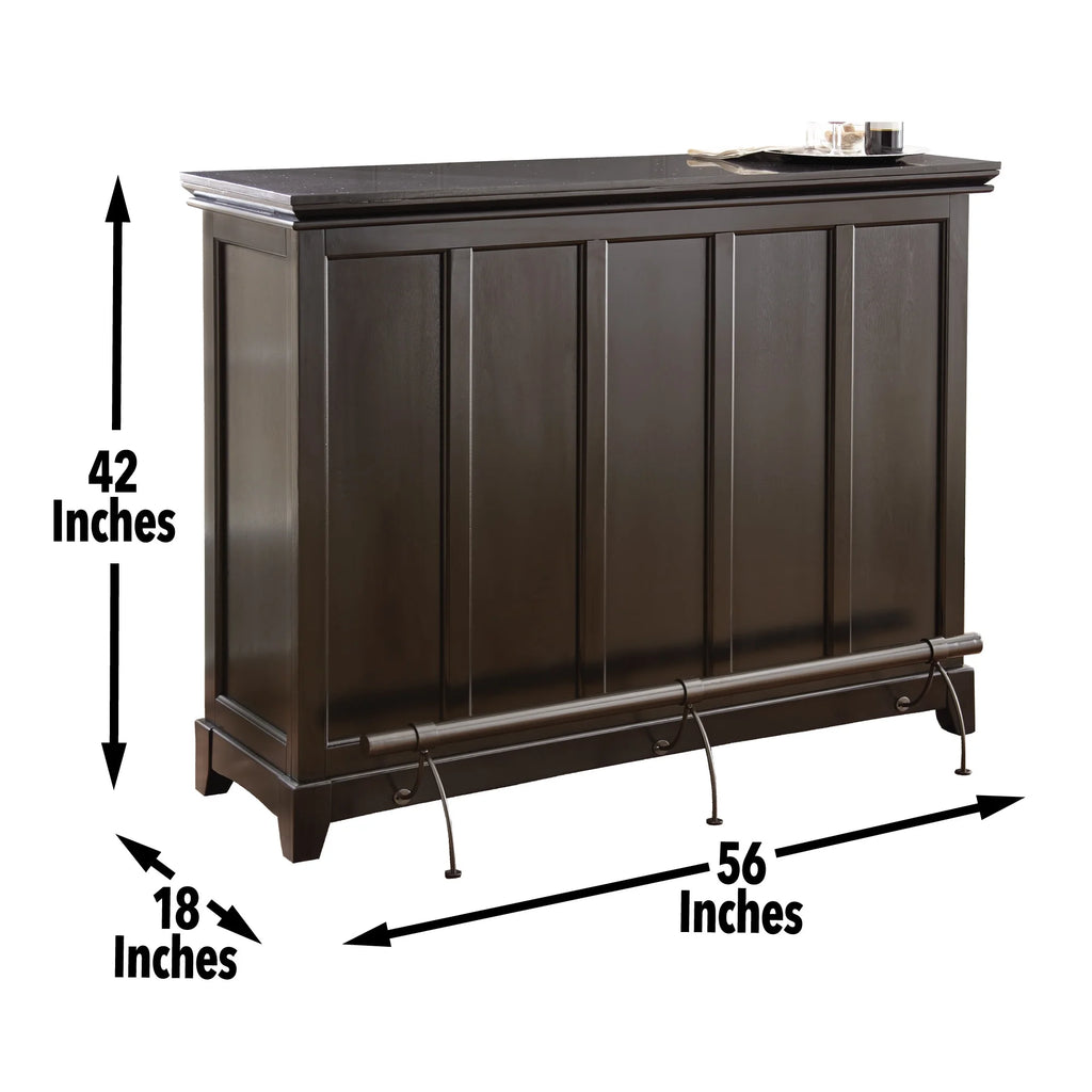 Steve Silver Garcia Pub Style Traditional Home Bar with Silverstone Top, Black