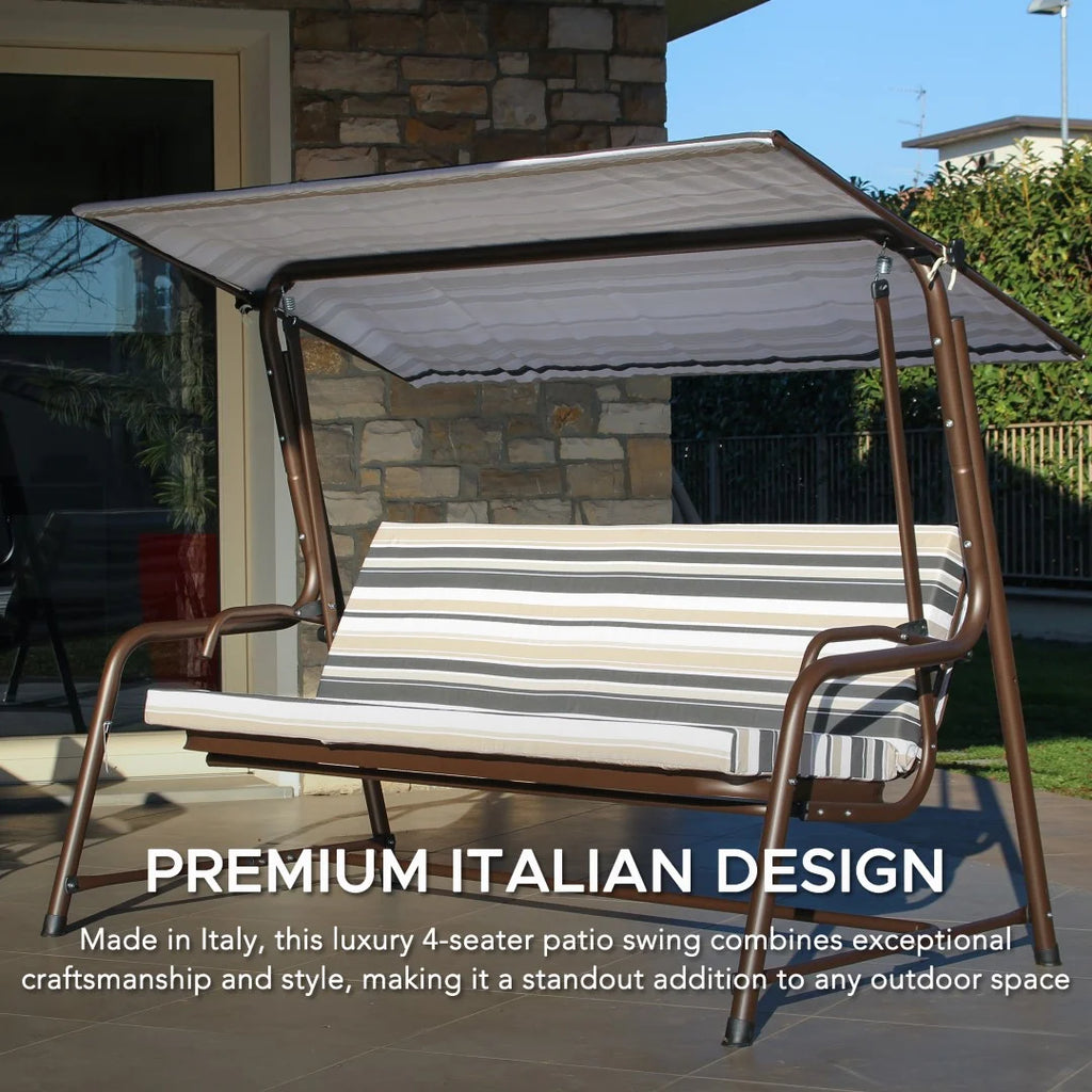 Made in Italy SUNJOY Outdoor Porch Swing, 2 Seat Patio Metal Swing with Adjustable Canopy