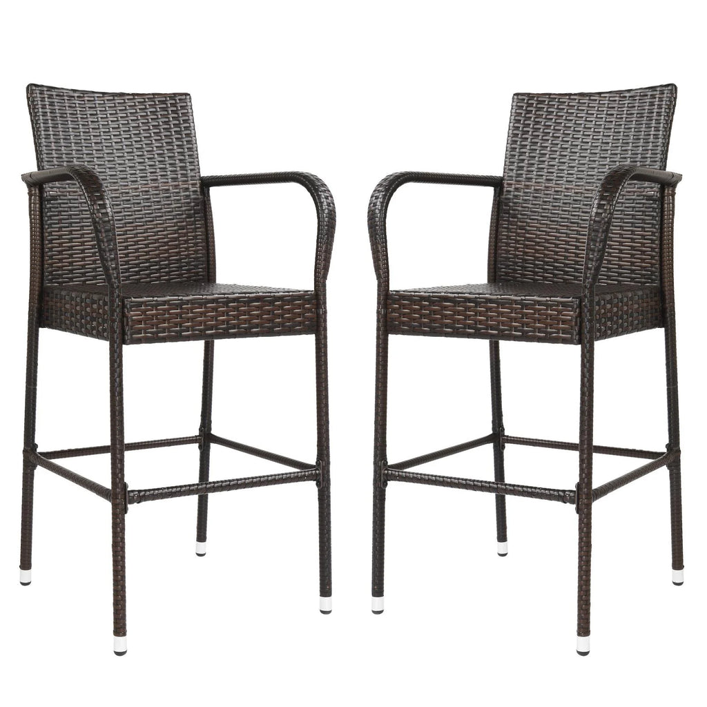 UBesGoo Set of 2 Wicker Chairs, Rattan Furniture Dining Chairs for Kitchen, Living Room, Wicker Conversation Bistro Chairs for Outdoor and Indoor, Brown