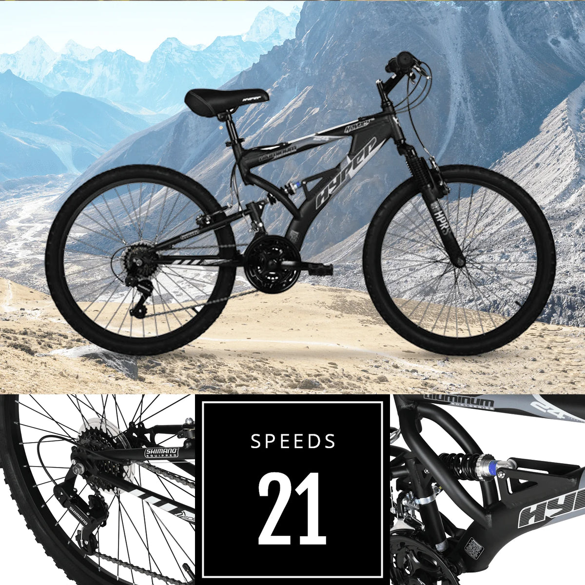 Hyper 24" Boy's Havoc Mountain Bike, Black