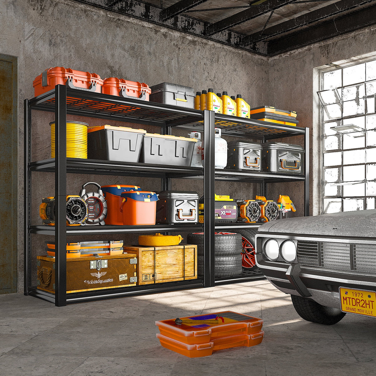 REIBII 2200LBS Garage Shelving Units Heavy Duty  Adjustable Metal Shelving 4 Tier Storage Shelves,39.4" W x 19.7" D x 59.9H
