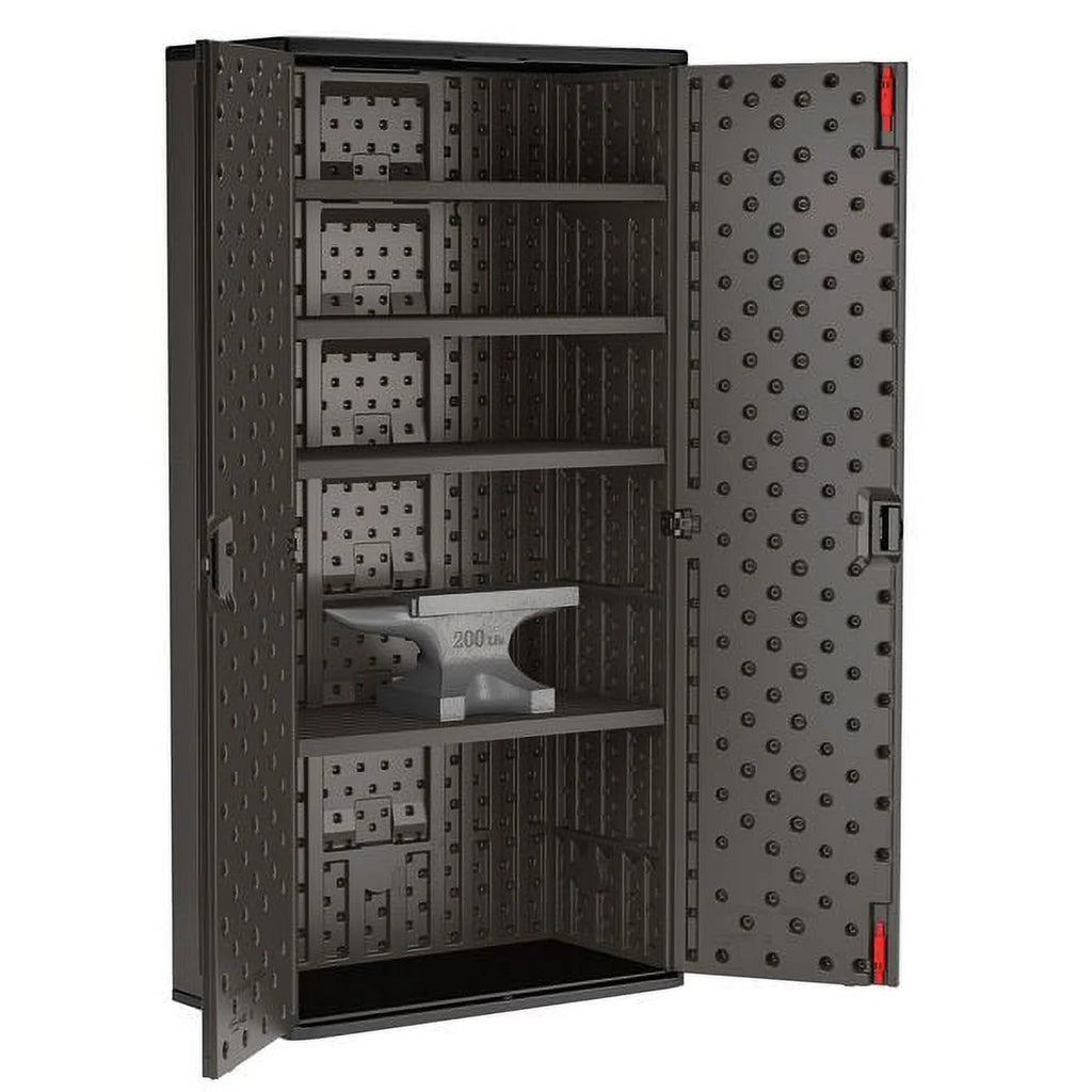 Suncast 80-inch x 40-inch 4-Shelf Storage Cabinet Locker, Black, Resin, Garage Cabinet