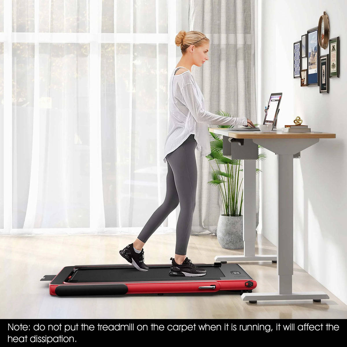 SuperFit Up To 7.5MPH 2.25HP 2 in 1 Dual Display Screen Treadmill Jogging Machine W/APP Control Silver