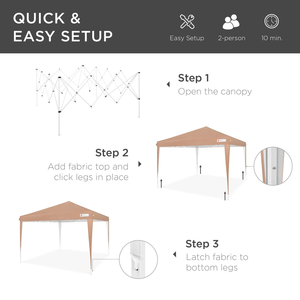 Best Choice Products 10x10ft Pop Up Canopy Outdoor Portable Adjustable Instant Gazebo Tent w/ Carrying Bag - White