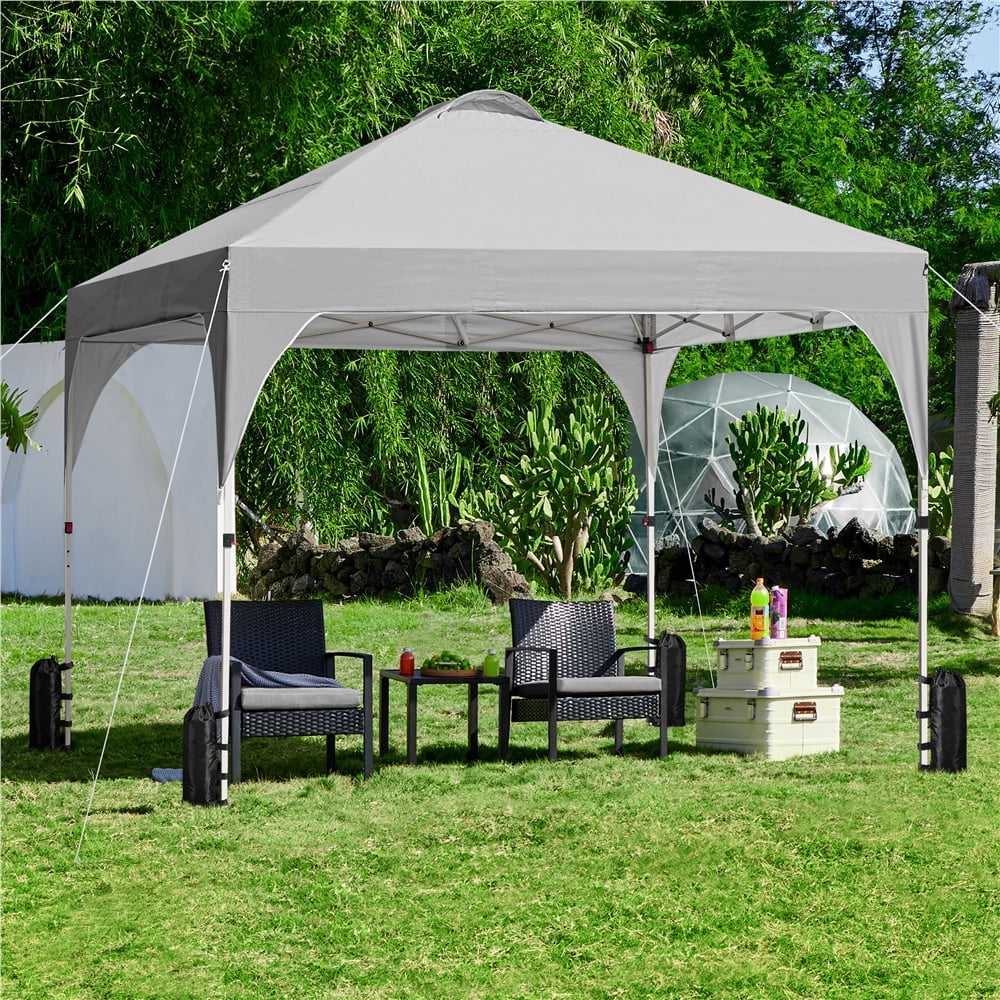 Topeakmart 8x8ft Pop Up Canopy Tent with Adjustable Height and Roller Bag, White