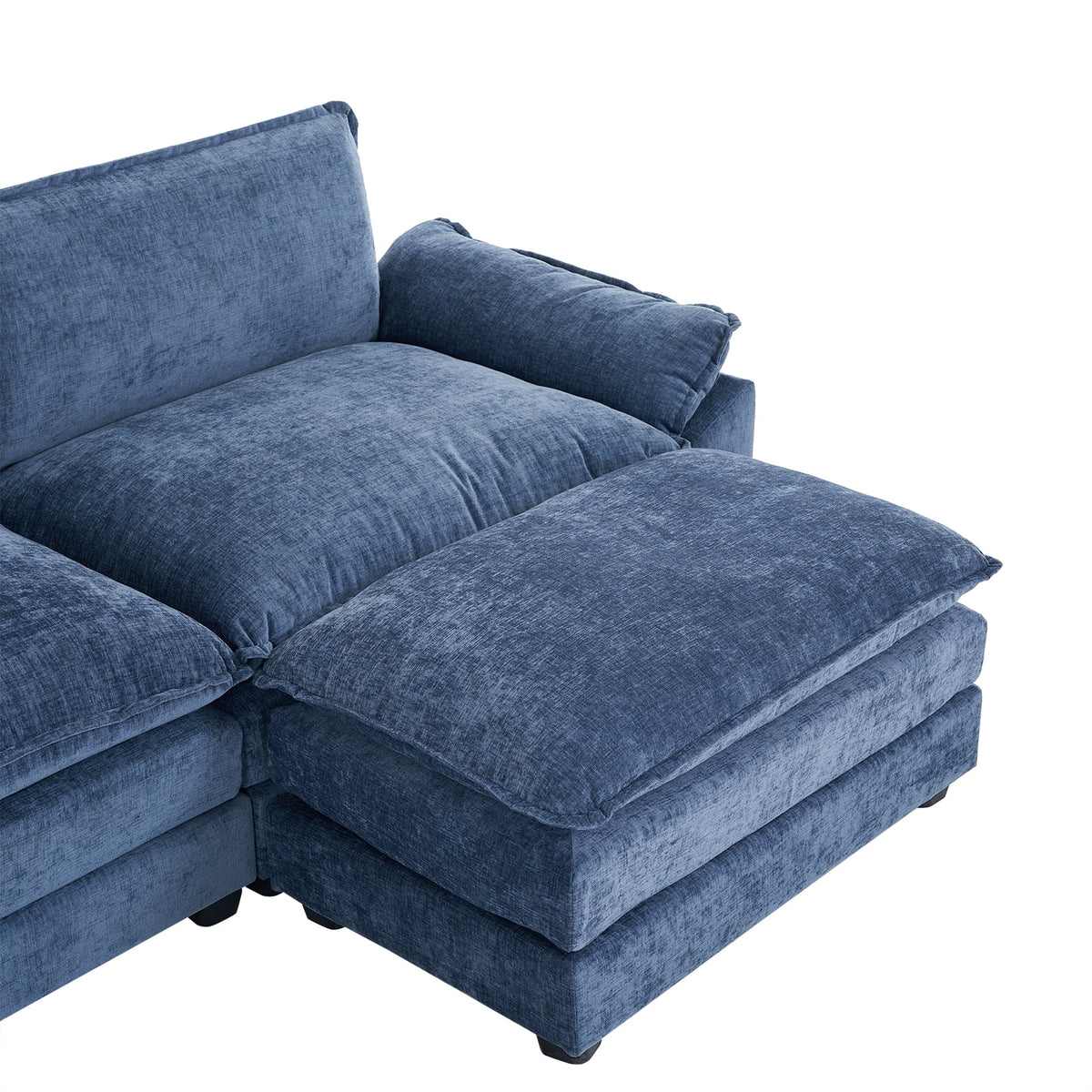 Zimtown Sectional Sofa with Ottoman, L Shaped Convertible Couch with Removable Chaise Chenille Fabric Sofa Set for 4-6 Persons Living Room Furniture Dark Grey