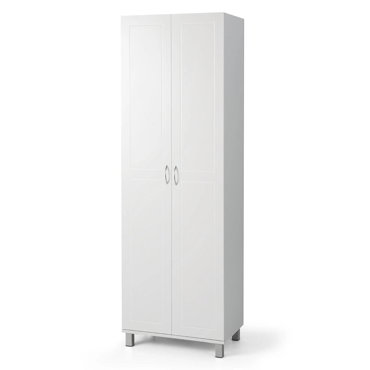 Gymax 2-Door Tall Storage Cabinet Kitchen Pantry Cupboard Organizer Furniture White