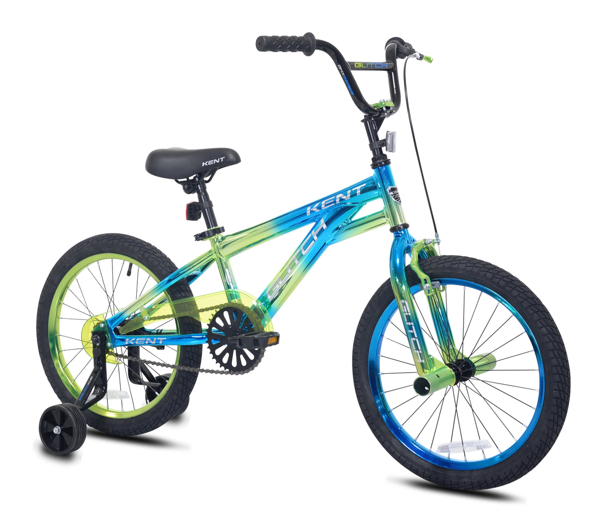 18" Kent Glitch BMX Child Bicycle, 18" Wheels, Kids Ages 6-12 Years, Blue/Green