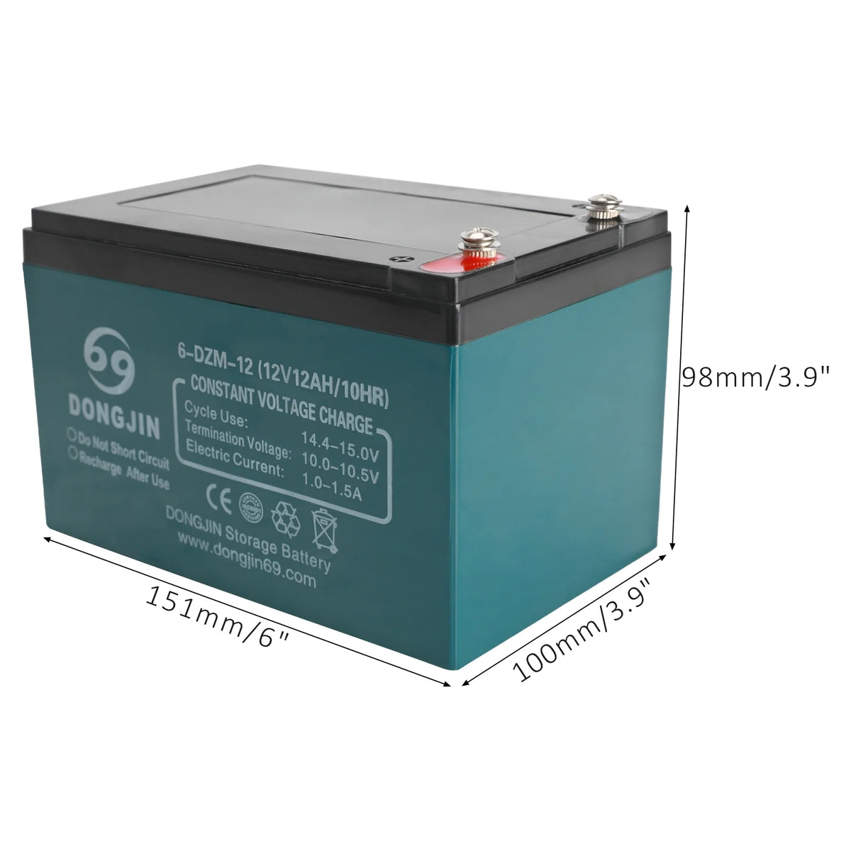 5 Pack 6-DZM-12 12V 12Ah Sealed Lead Acid Rechargeable Battery + 60V Battery ch + Charging Port for Electric Bikes, Scooters, Go Karts, ATVs, Dirt Bikes - Maintenance-Free, Ready to Use