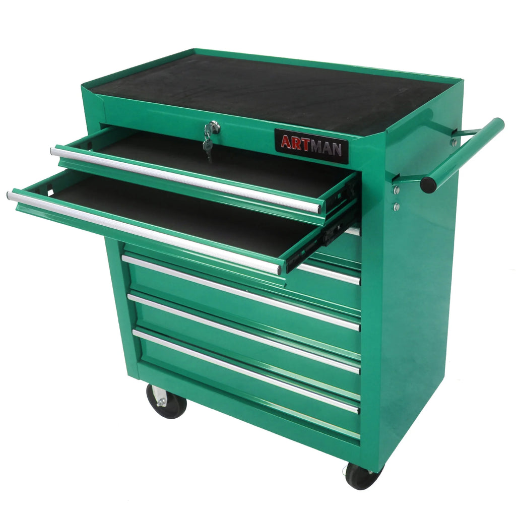 7-Drawer Rolling Tool Chest, Metal Tool Storage Organizer Cart with Locking System and Wheels, Multifunctional Mechanic Tool Cart for Garage, Warehouse, Workshop, Repair Shop, Red